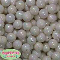 16mm White AB Finish Miracle Acrylic Bubblegum Beads