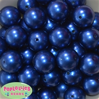 24mm Royal Blue Faux Pearl Bubblegum Beads