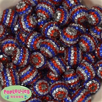 20MM Royal Blue Rhinestone Bubblegum Bead, Resin Beads in Bulk