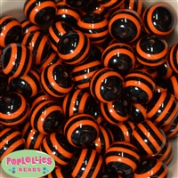 20mm Black and Yellow Stripe Resin Bubblegum Beads Bulk